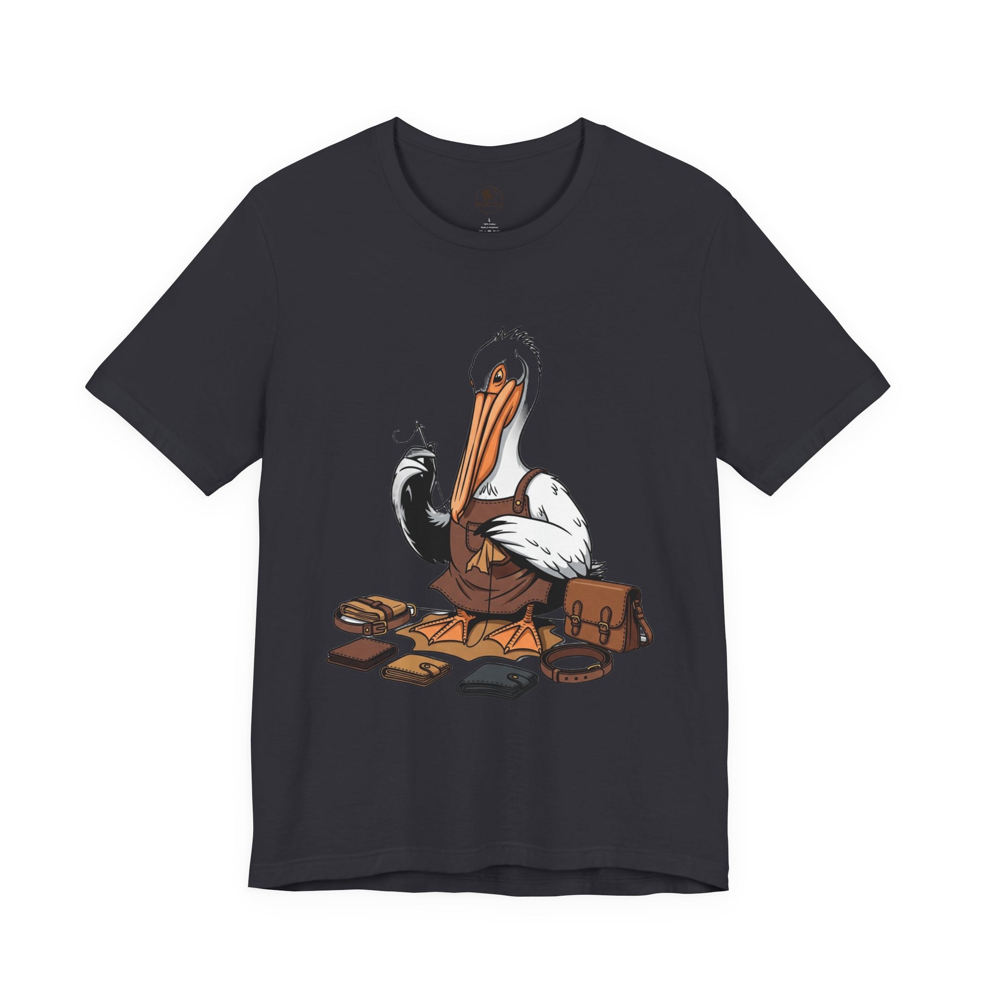 Whimsical Pelican Tee - Fun Beach T-Shirt for Casual Summer Style and Nature Lovers - ArtOm_farm™ LEATHER 