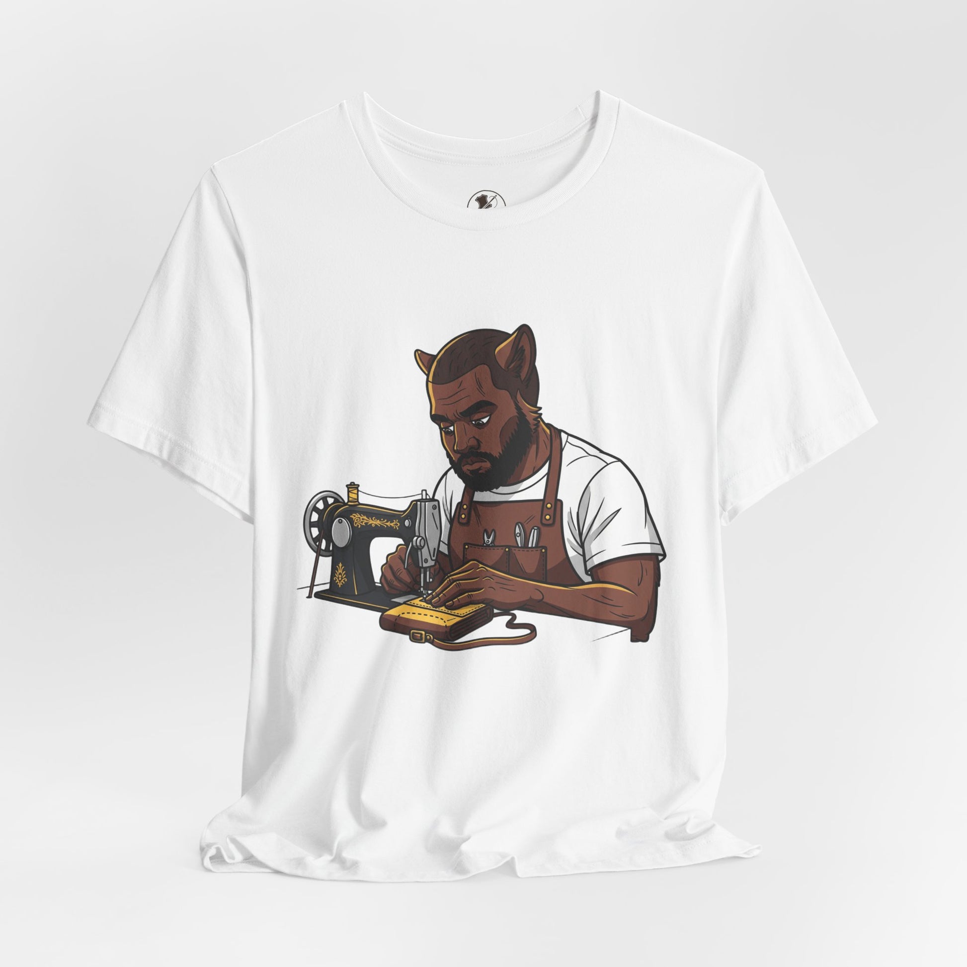 Crafty Cat Sewing T-Shirt, Funny Handmade Apparel for Cat Lovers and Creatives - ArtOm_farm™ LEATHER