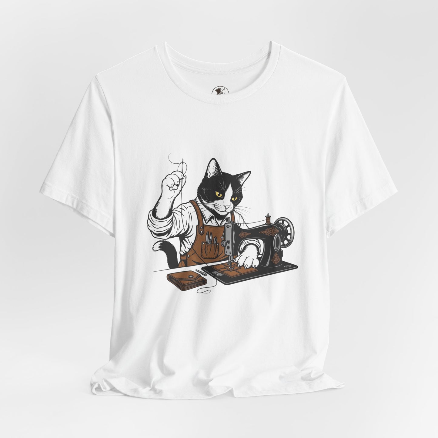 Crafty Cat Sewing Tee - Cute Cat Shirt for Crafters & Sewists, Perfect Gift for Cat Lovers - ArtOm_farm™ LEATHER