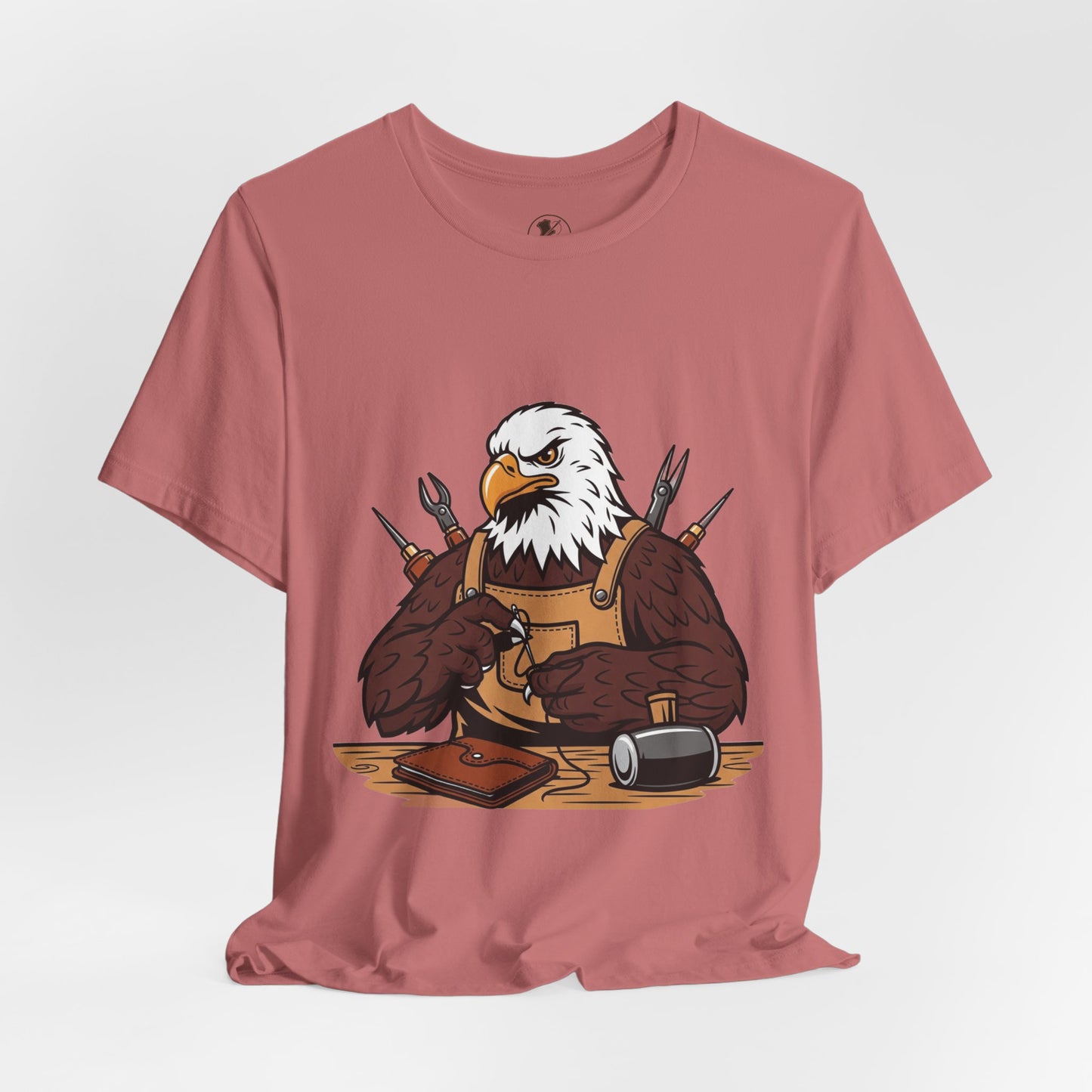 Crafty Eagle DIY Shirt - Unisex Tee for Crafters, Eagle Graphic Design, Gift for Men and Women - ArtOm_farm™ LEATHER 