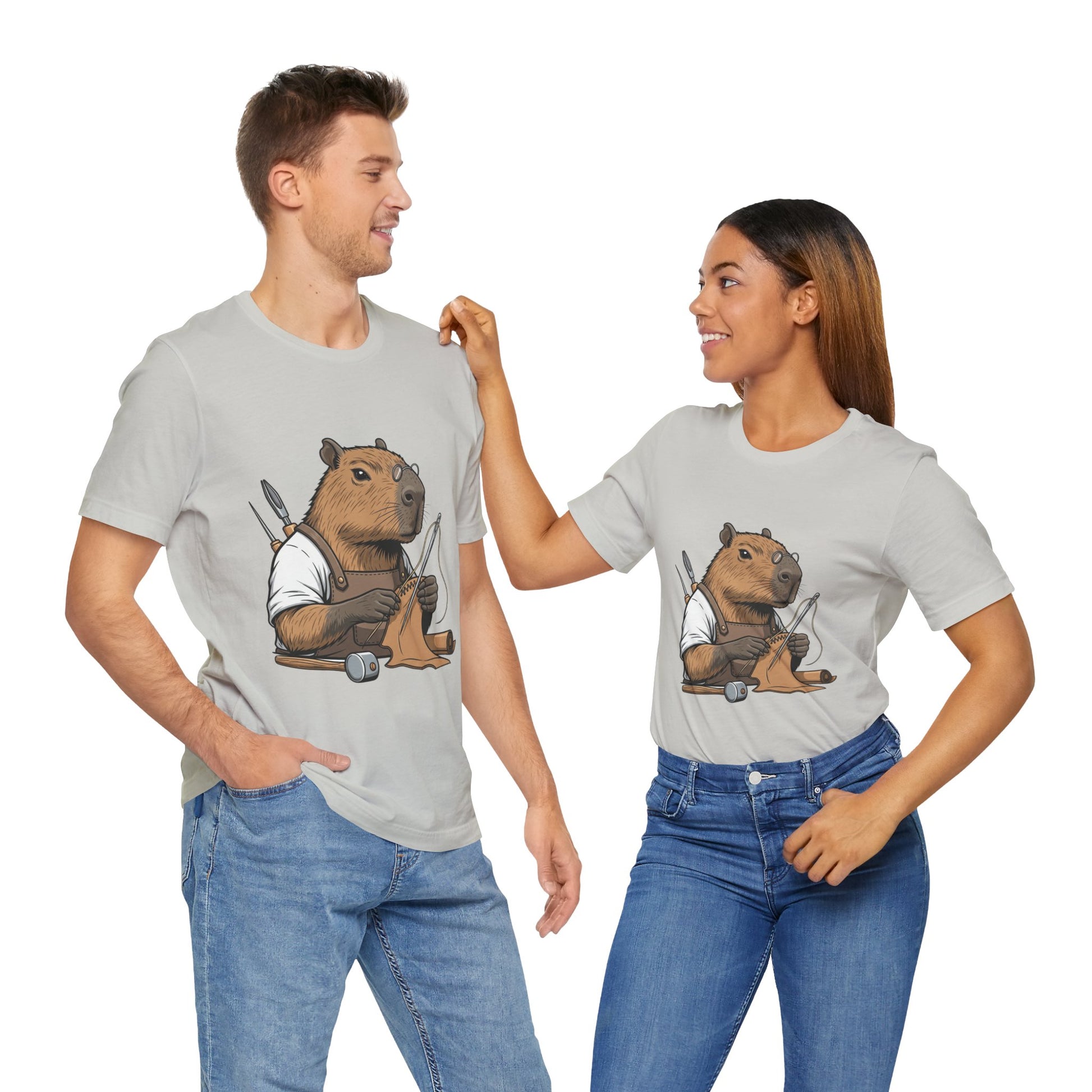 Crafty Beaver T-Shirt - Cute Animal Graphic Tee for Nature Lovers, Eco-Friendly Casual Wear - ArtOm_farm™ LEATHER 