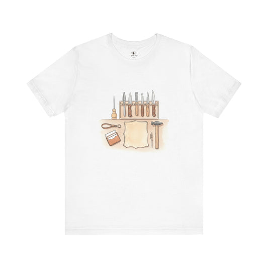 Craftsman Tools Shirt - Short Sleeve Tee for DIY Enthusiasts, Artisan Gift, Workshop Apparel, Perfect Father's Day Gift - ArtOm_farm™ LEATHER