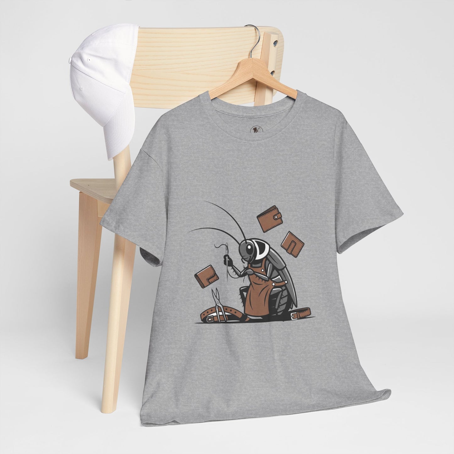 Cockroach Baker Unisex Heavy Cotton Tee - Funny Graphic Tee for Animal Lovers, Perfect Gift for Home Cooks - ArtOm_farm™ LEATHER 