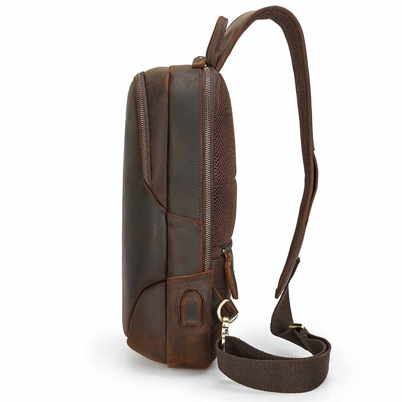 Vintage Leather Men's Chest Bag - Casual Style for Modern Adventurers - ArtOm_farm™ LEATHER 