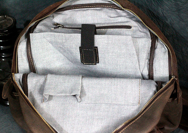 Crazy Horse Men's Leather Backpack - Korean Style Retro Design - ArtOm_farm™ LEATHER