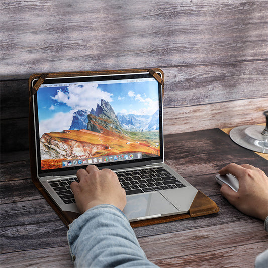 Crazy Horse Leather Laptop Case for 13.6-inch Devices - ArtOm_farm™ LEATHER 