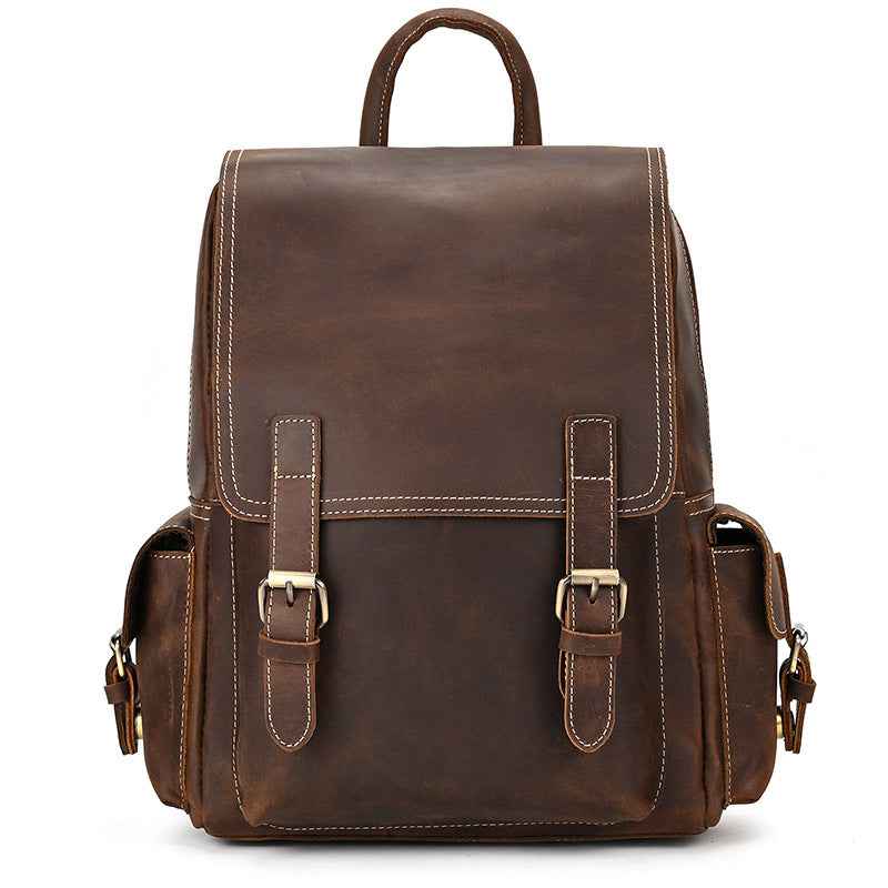 Crazy Horse Leather Men's Retro Shoulders - Classic Style & Durability