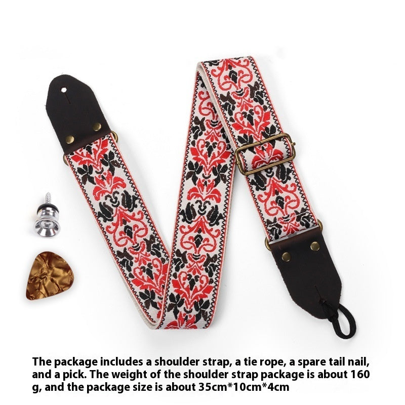 Creative Crazy Horse Leather Guitar Strap with Premium Embroidery Design - ArtOm_farm™ LEATHER 