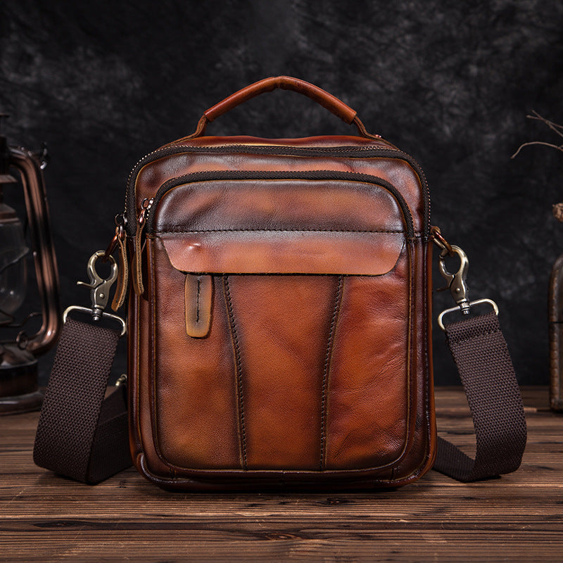 Crazy Horse Leather Shoulder Bag for Men - 8-inch Retro One-shoulder Diagonal Bag - ArtOm_farm™ LEATHER