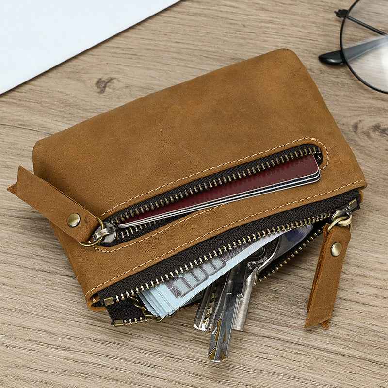 Crazy Horse Leather Coin Purse - Stylish and Durable Wallet for Everyday Use