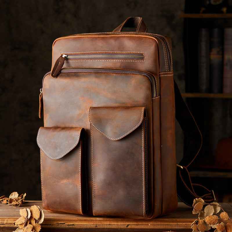 Men's Handmade Leather Backpack - Premium Crazy Horse Leather Design