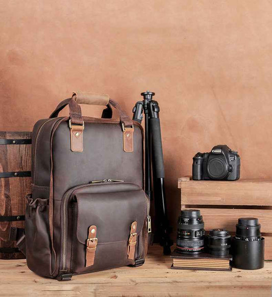 Camera European And American Crazy Horse Leather Shoulder Bag - Stylish and Durable Crazy Horse Leather Shoulder Bag