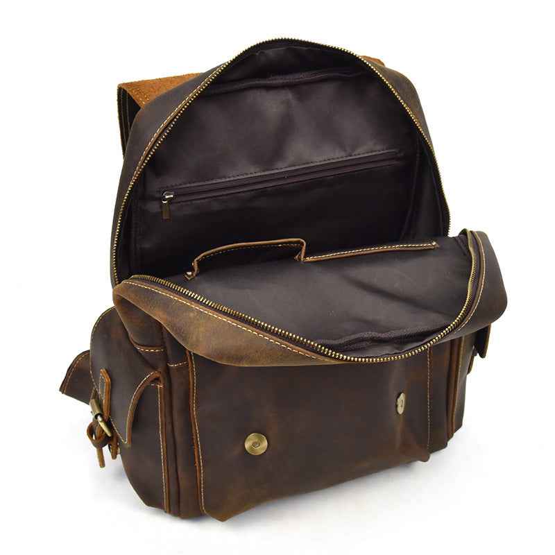 Crazy Horse Leather Men's Retro Shoulders - Classic Style & Durability