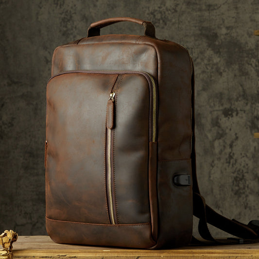 Handmade Leather Backpack - Retro Mad Horse Design - ArtOm_farm™ LEATHER 