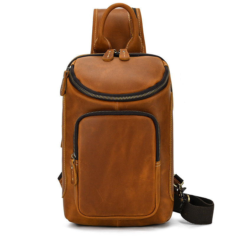 Men's Retro Shoulder Bag - Crazy Horse Skin Shoulder Bag - ArtOm_farm™ LEATHER