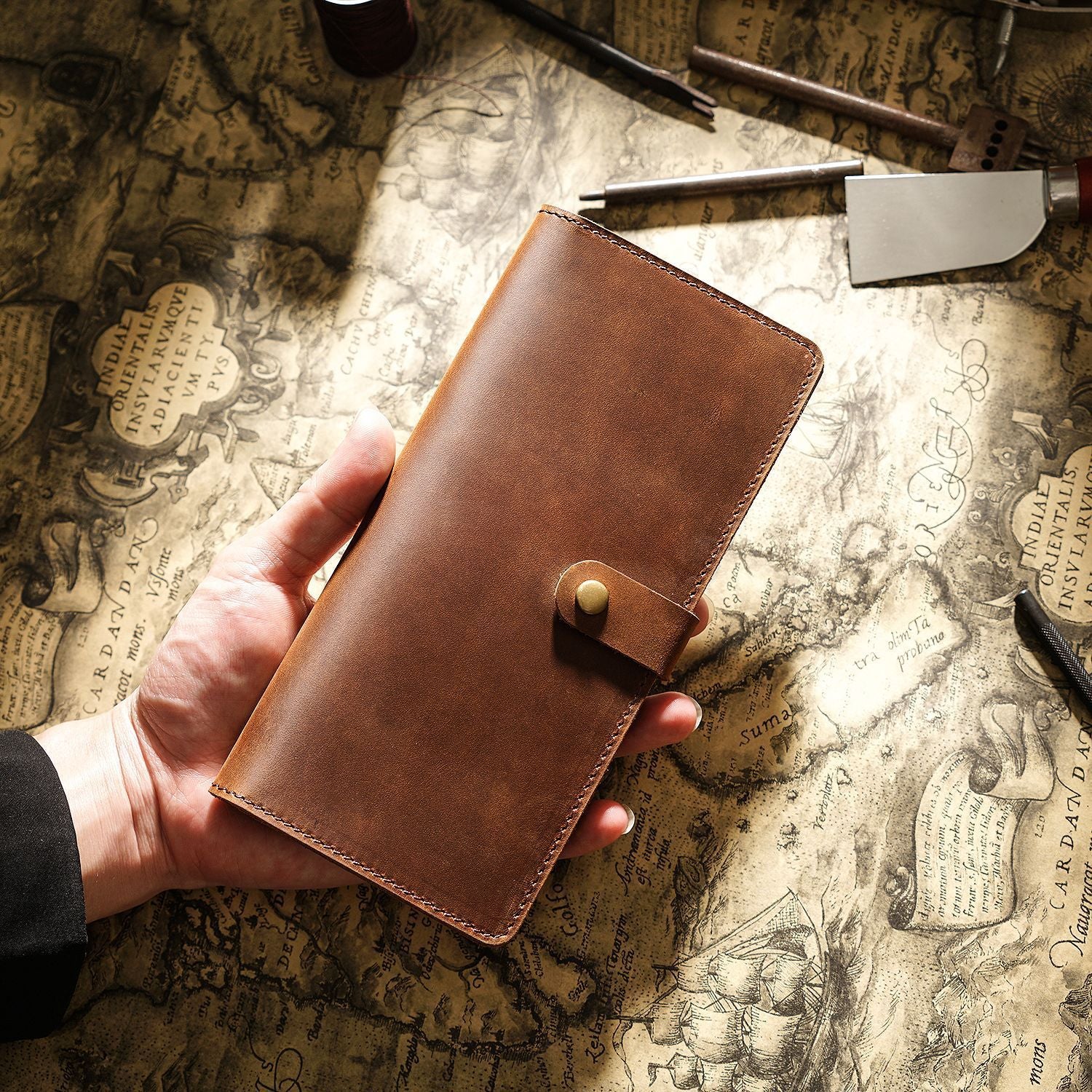 Crazy Horse Leather Wallet for Women - Multi-functional Retro Purse & Men's Long Clutch - ArtOm_farm™ LEATHER 