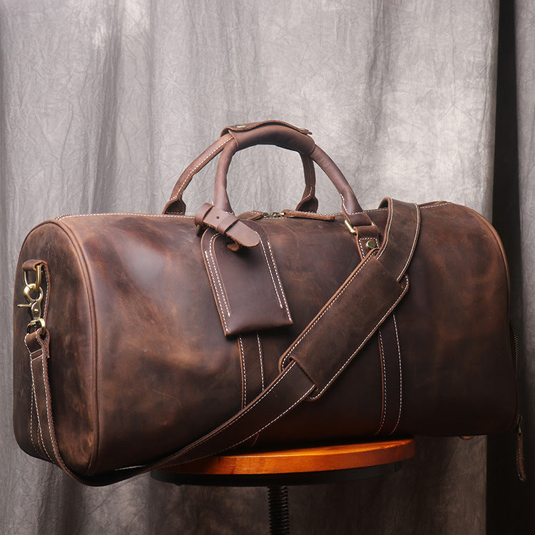 Retro Men's Leather Luggage Bag in Crazy Horse Leather - European and American Style - ArtOm_farm™ LEATHER