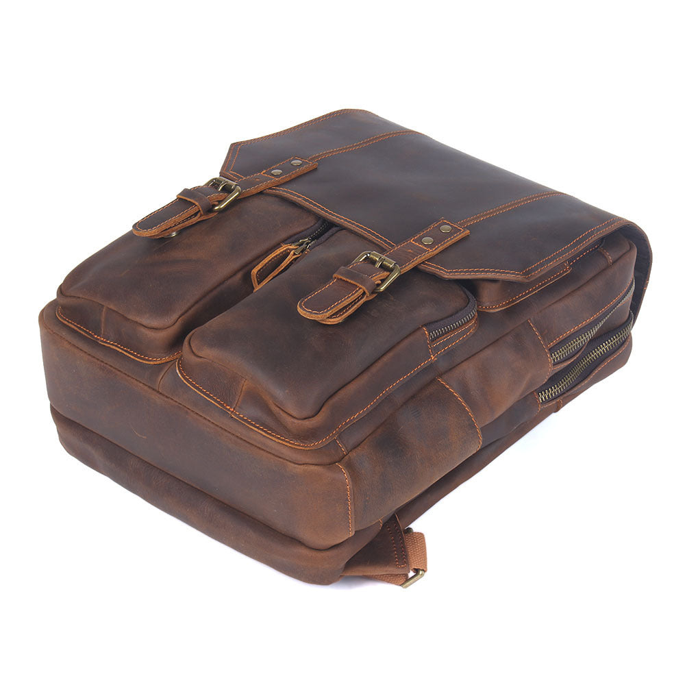 Vintage Leather Backpack - Large Capacity Crazy Horse Leather Backpack - ArtOm_farm™ LEATHER