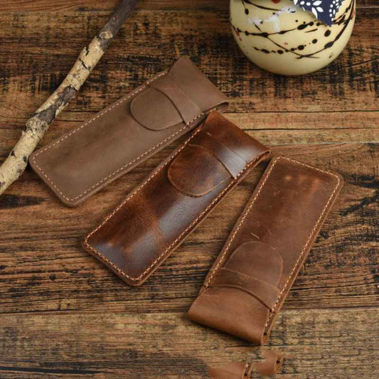 Unisex Retro Leather Pencil Case - Creative Fashion Multifunctional Design