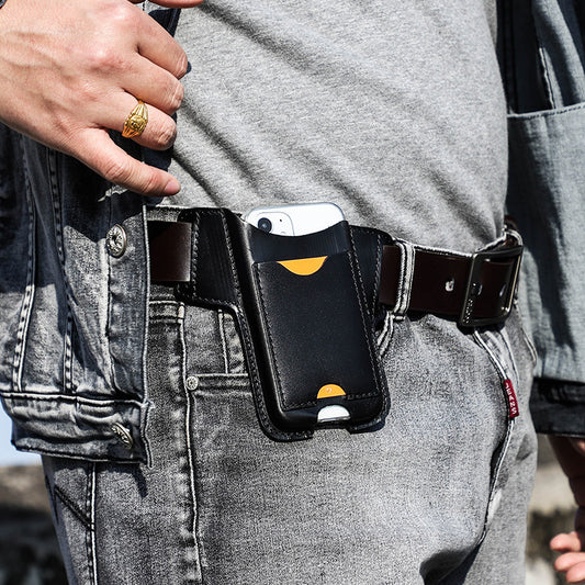 New Crazy Horse Leather Mobile Phone Bag for Outdoor Running - ArtOm_farm™ LEATHER 