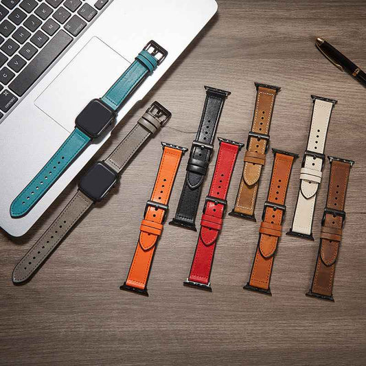 Silicone Leather Watch Strap - Crazy Horse Retro Thin Design Patch