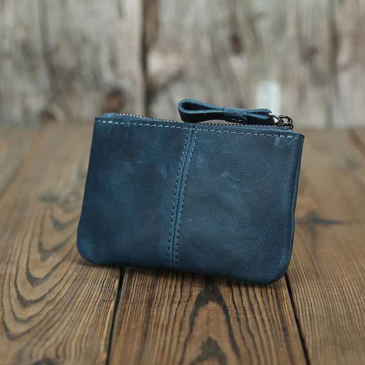 Men's Retro Leather Coin Purse in Crazy Horse Leather