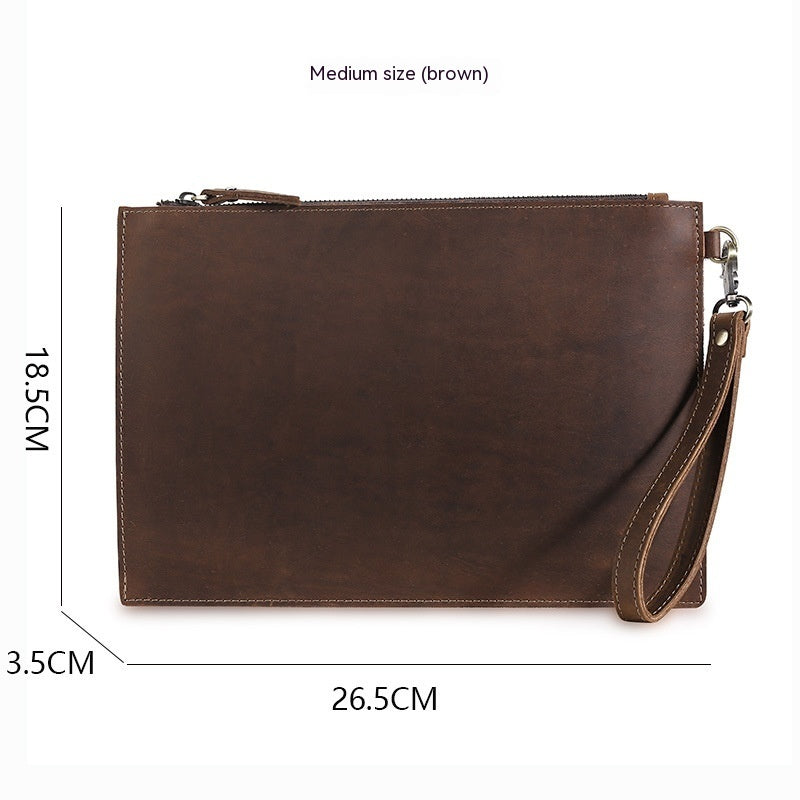 European and American Retro Leather Men's Clutch - Crazy Horse Design - ArtOm_farm™ LEATHER