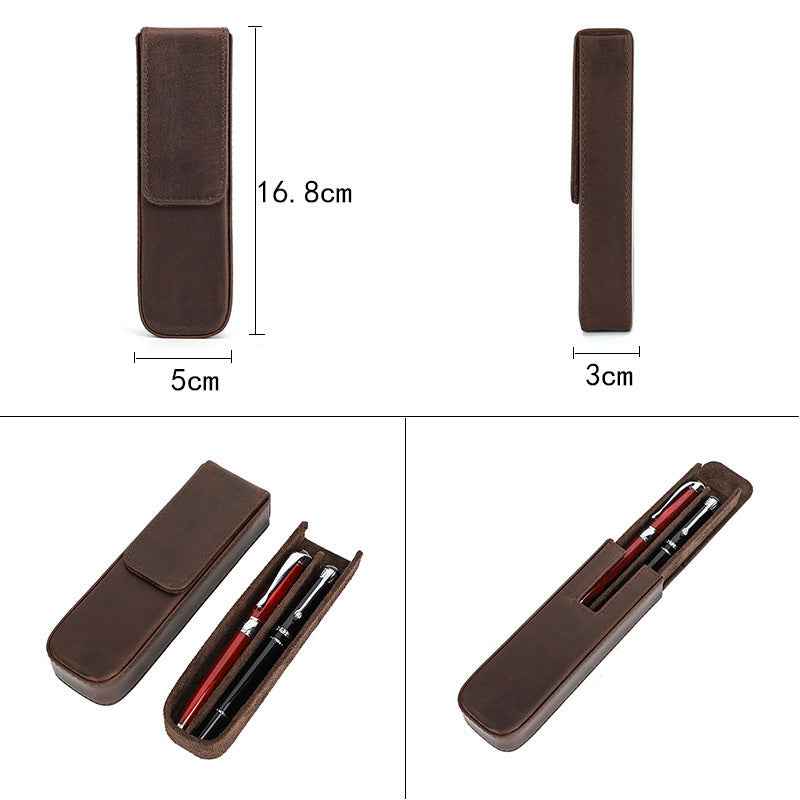 Handmade Leather Pencil Case – Removable Drawer-Type Crazy Horse Design