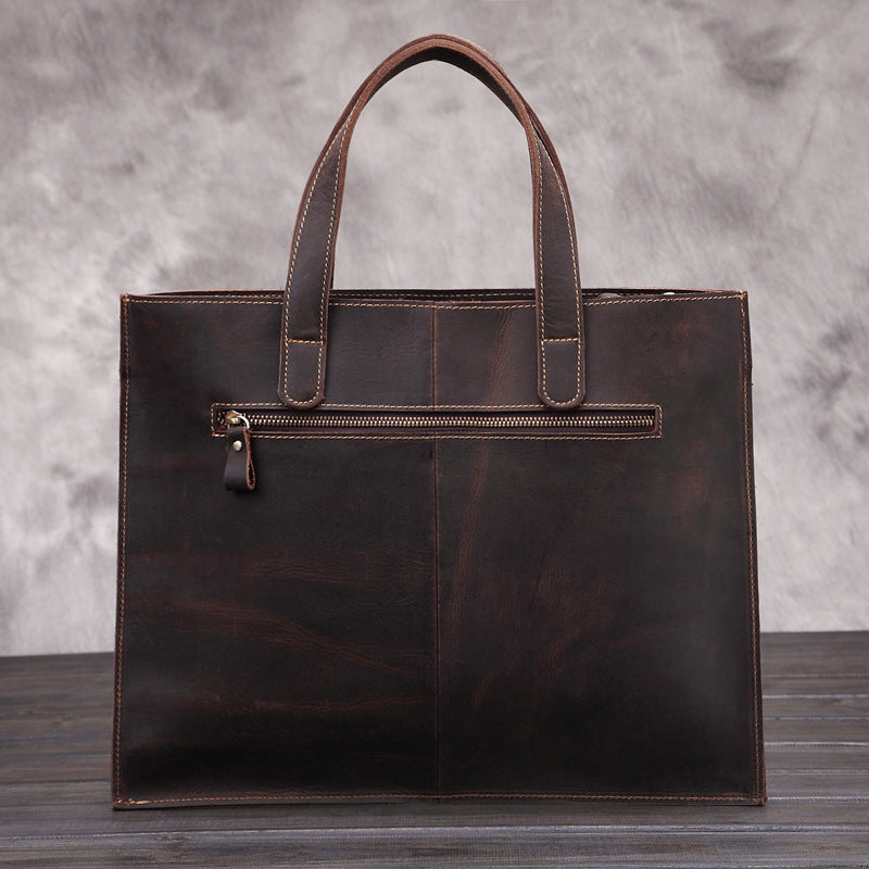 Crazy Horse Leather Briefcase - Cowhide Messenger Bag for Business - ArtOm_farm™ LEATHER 