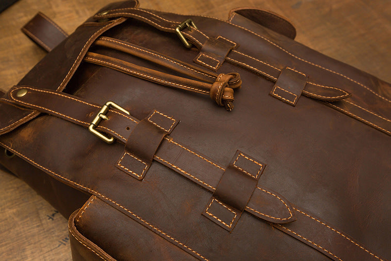 Retro Leather Men's Backpack - Crazy Horse Leather Casual Bag for Men - ArtOm_farm™ LEATHER