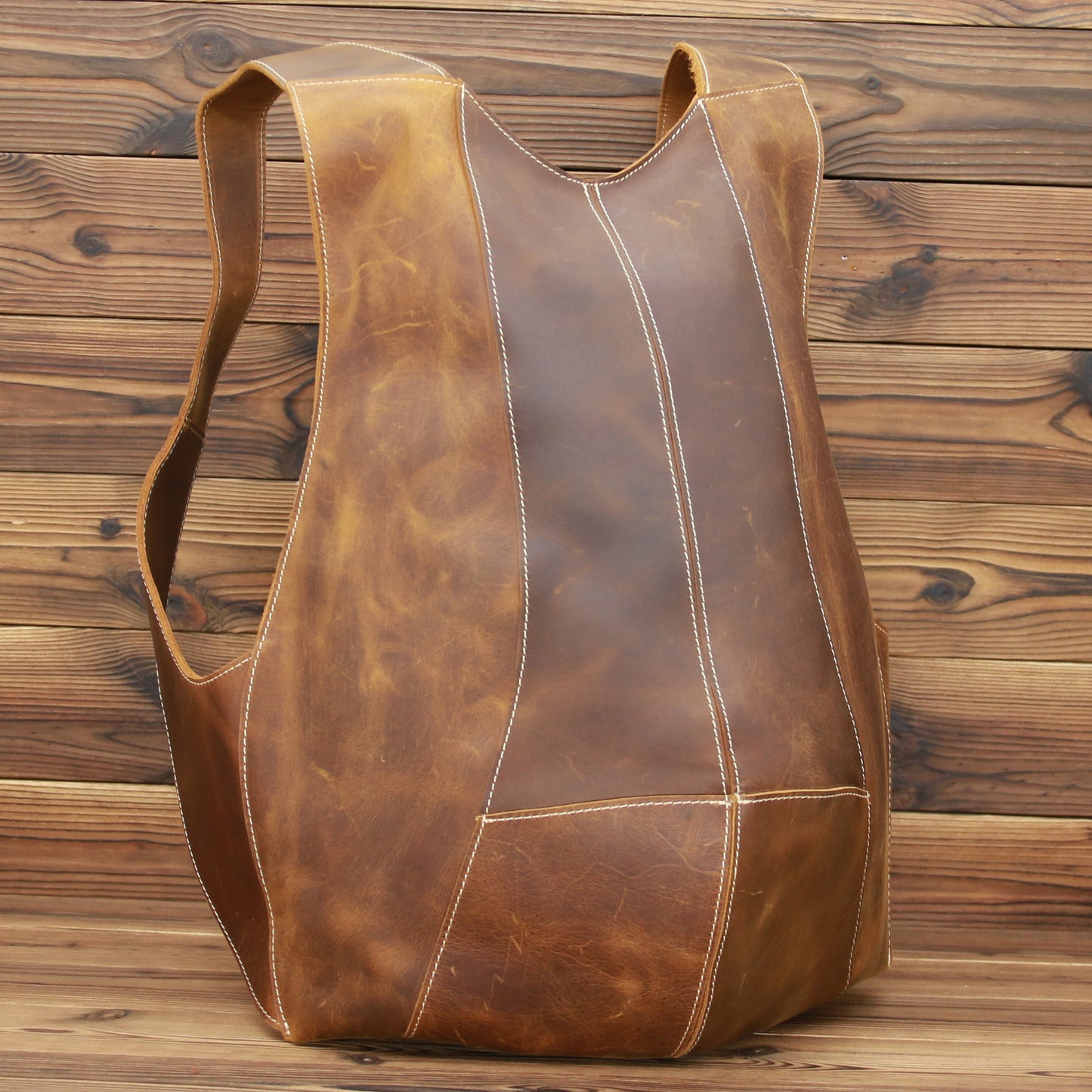 Men's Leather Backpack Crazy Horse Retro Dark Brown College Style Student Backpack - ArtOm_farm™ LEATHER 
