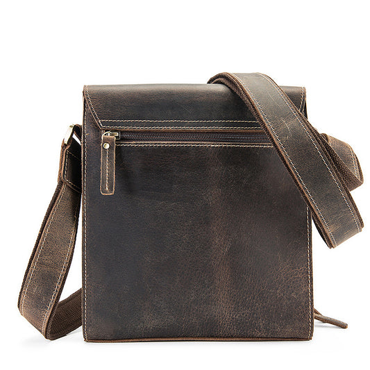 Crazy Horse Leather Crossbody Bag for Men - One Shoulder Diagonal Retro Design - ArtOm_farm™ LEATHER 