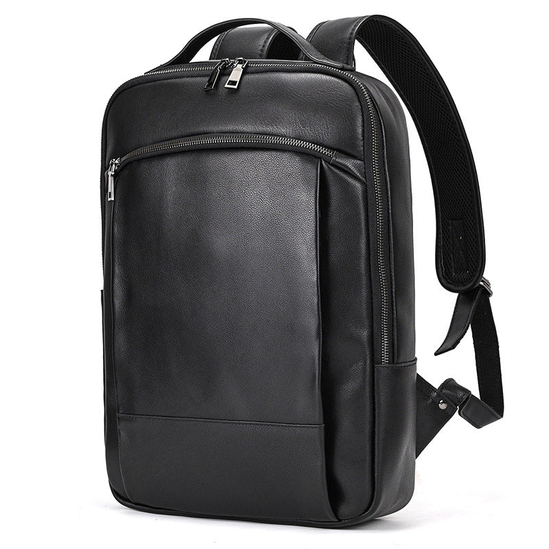 Double Zipper Main Bag Genuine Leather Travel Backpack - Large Capacity Crazy Horse Leather Outdoor Leisure Backpack - ArtOm_farm™ LEATHER 