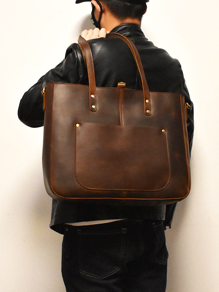 Vintage Leather Handbag - Large Capacity Crazy Horse Leather Handbag - ArtOm_farm™ LEATHER