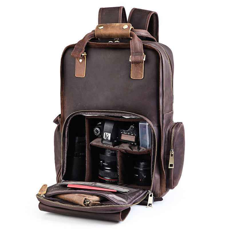 Camera European And American Crazy Horse Leather Shoulder Bag - Stylish and Durable Crazy Horse Leather Shoulder Bag