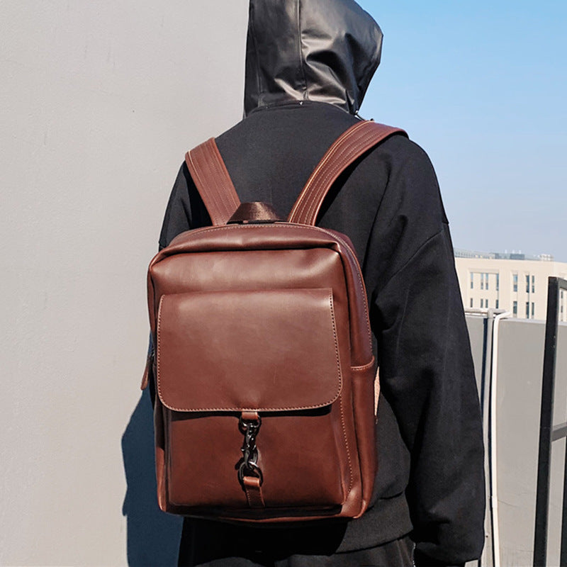 Korean Men's Retro Leather Backpack - Crazy Horse Leather Style - ArtOm_farm™ LEATHER