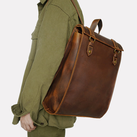 Men's Vintage Leather Backpack - Handmade Genuine Leather Bag - ArtOm_farm™ LEATHER 