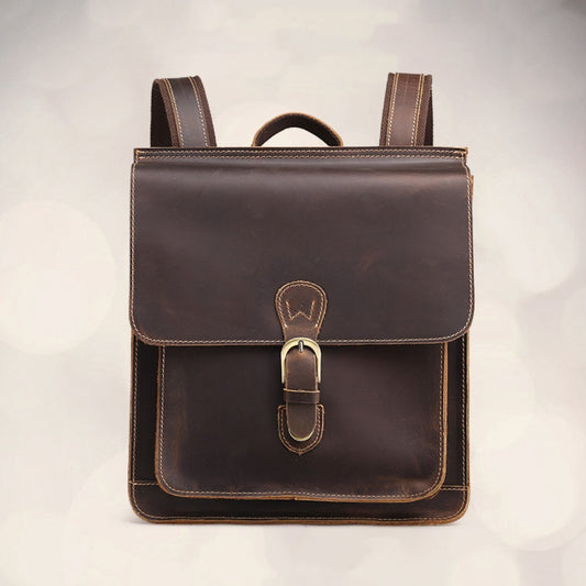 New Crazy Horse Leather Men's Backpack - Genuine Retro Design - ArtOm_farm™ LEATHER
