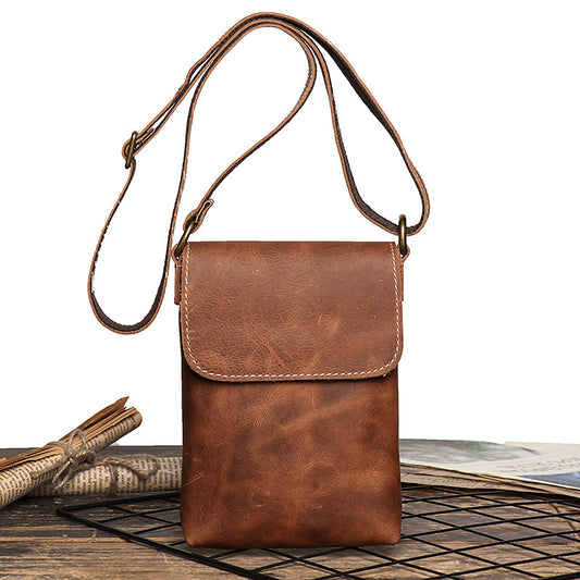 Men's Leather Shoulder Bag - Women's Crazy Horse Leather Crossbody - ArtOm_farm™ LEATHER 