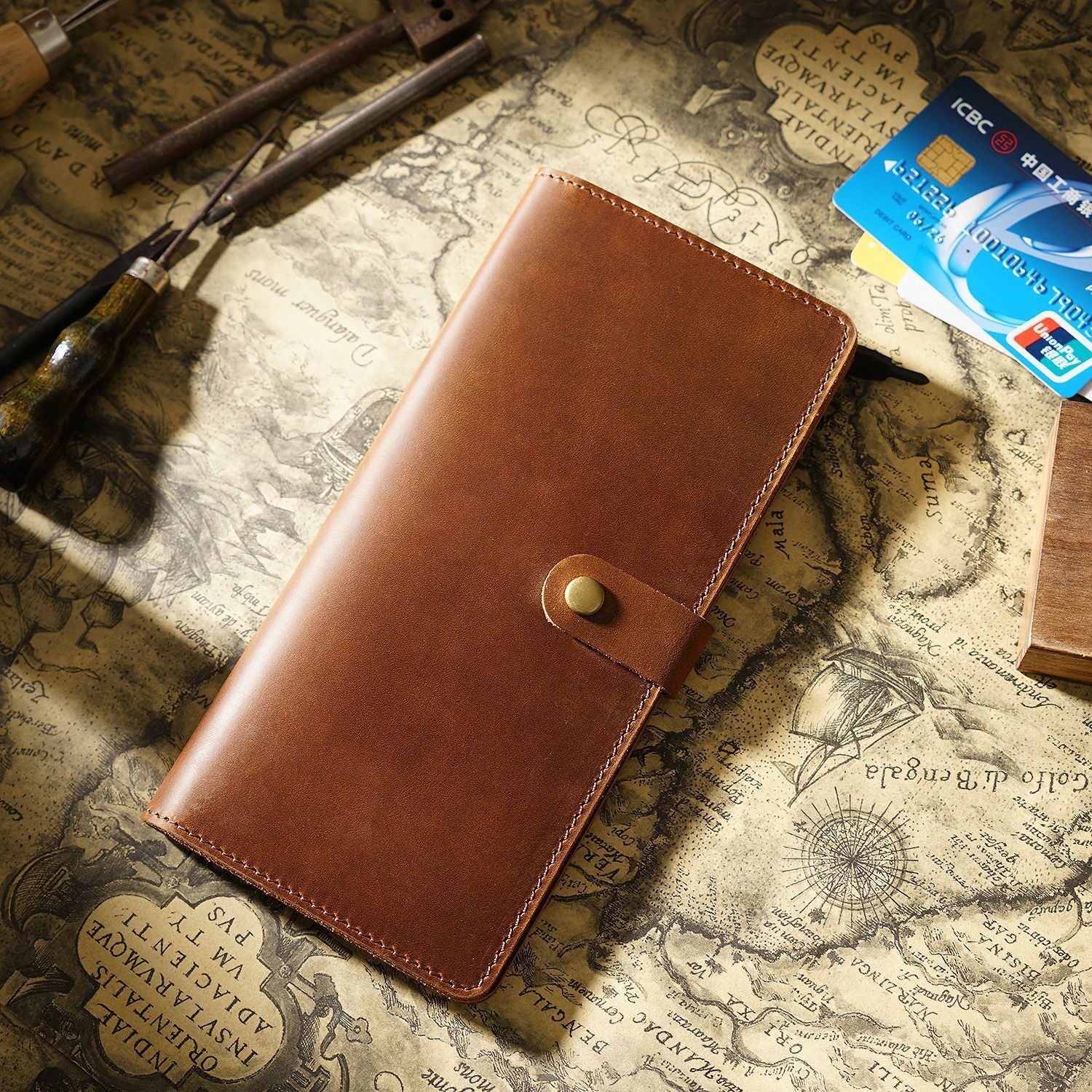 Crazy Horse Leather Wallet for Women - Multi-functional Retro Purse & Men's Long Clutch - ArtOm_farm™ LEATHER 