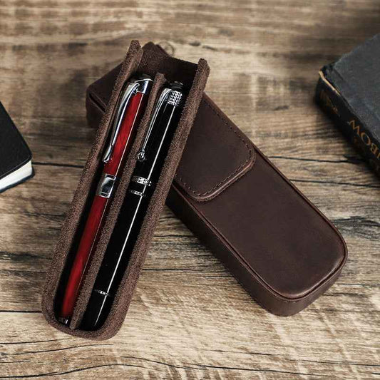 Handmade Leather Pencil Case – Removable Drawer-Type Crazy Horse Design
