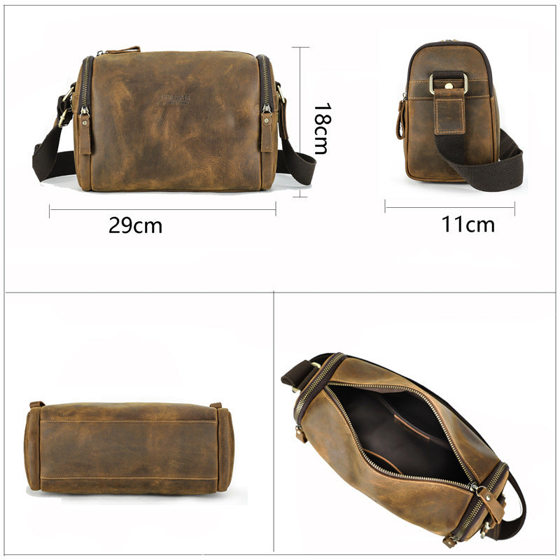 Retro Leather Messenger Bag - Crazy Horse Style Fashion for Men - ArtOm_farm™ LEATHER