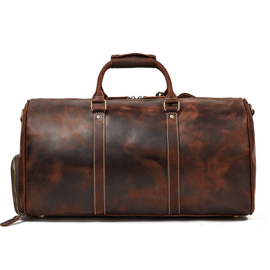 Retro Leather Travel Bag for Men - Crazy Horse Leather Luggage Bag - ArtOm_farm™ LEATHER 