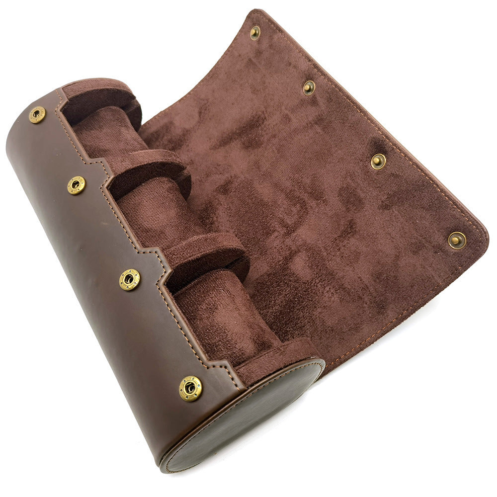 Retro Leather Watch Storage Box - Stylish Oval Card Watch Organizer for Single, Double, or Triple Watches - ArtOm_farm™ LEATHER 