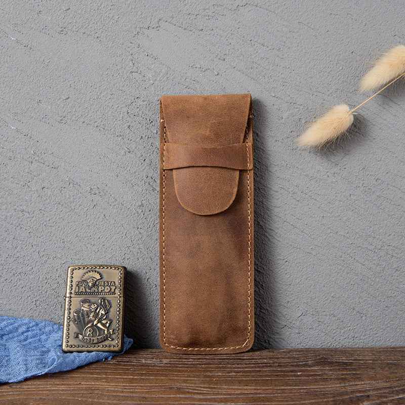Unisex Retro Leather Pencil Case - Creative Fashion Multifunctional Design
