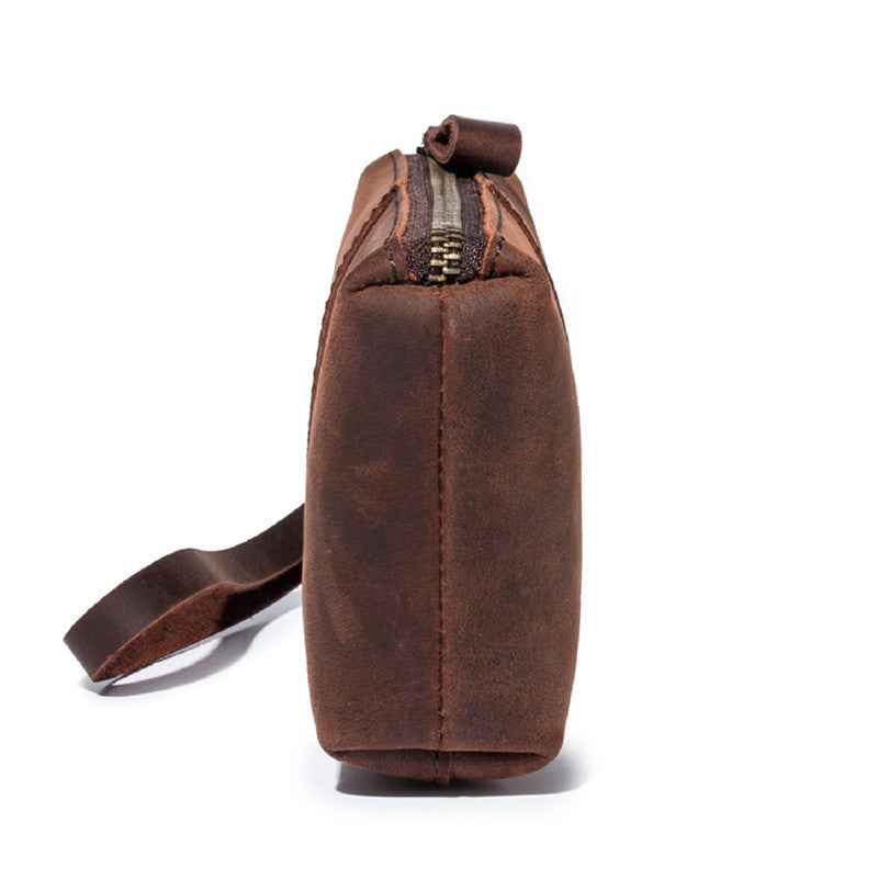 Crazy Horse Leather Clutch Bag - Simple Retro Long Purse for Stylish Elegance