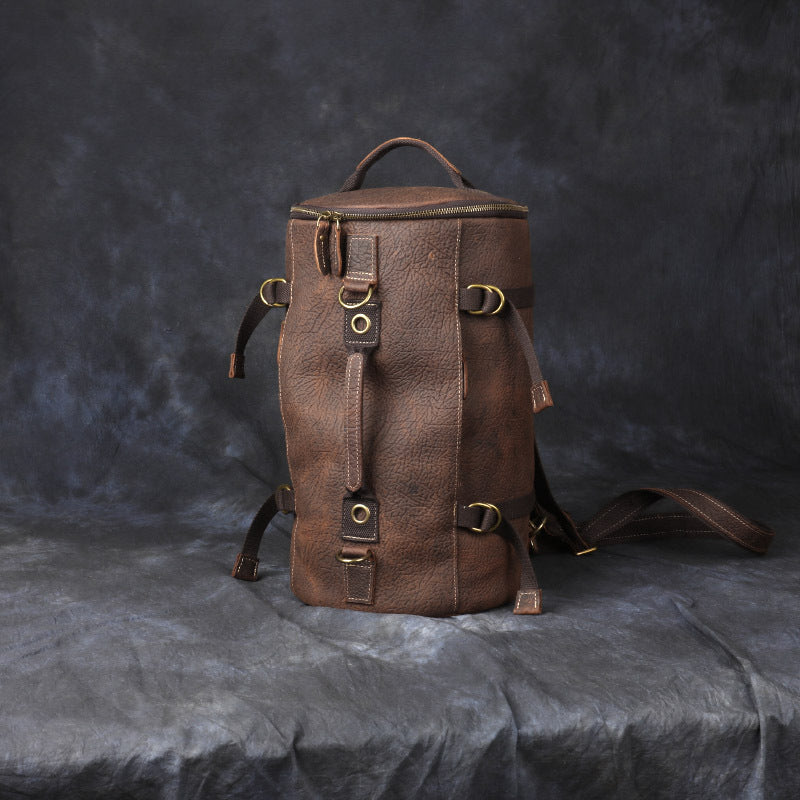 Crazy Horse Leather Backpack for Men - Genuine Large Capacity Leather Bag - ArtOm_farm™ LEATHER 