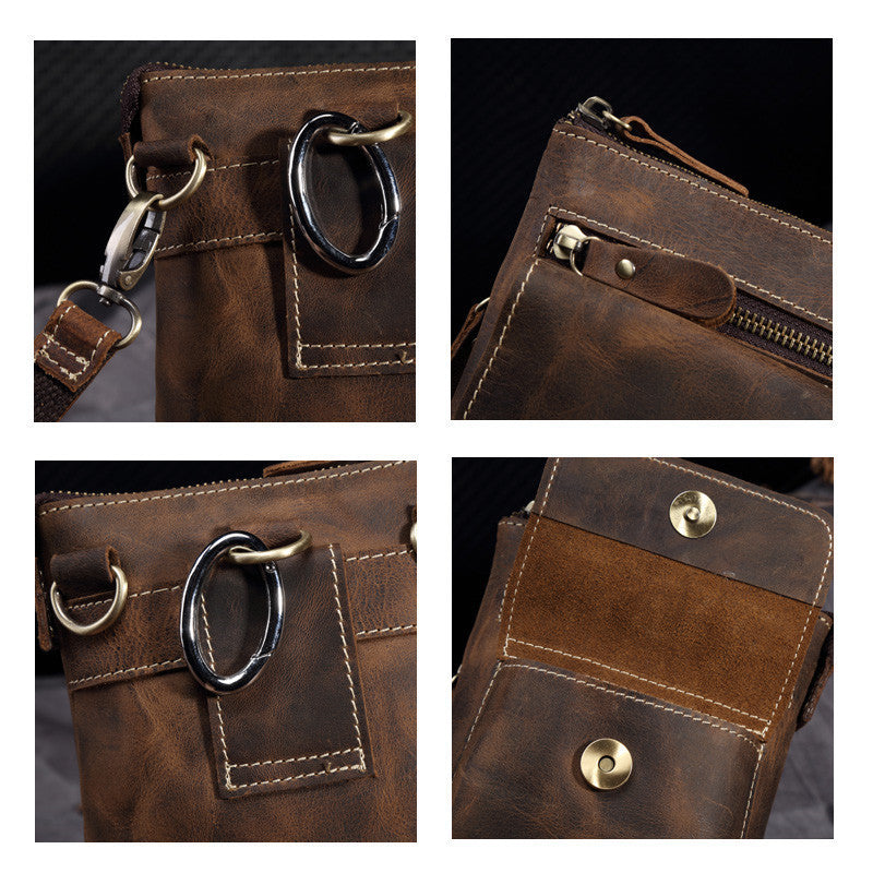 Crazy Horse Leather Waist Bag for Men - Handmade Crossbody Design - ArtOm_farm™ LEATHER 