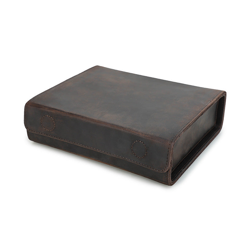 Brown leather box on a white background