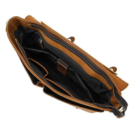 Men's Crazy Horse Leather Bag - Top Layer Cowhide Crossbody Design